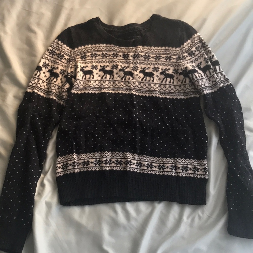 Large Abercrombie & Fitch Fair Isle Moose Sweater